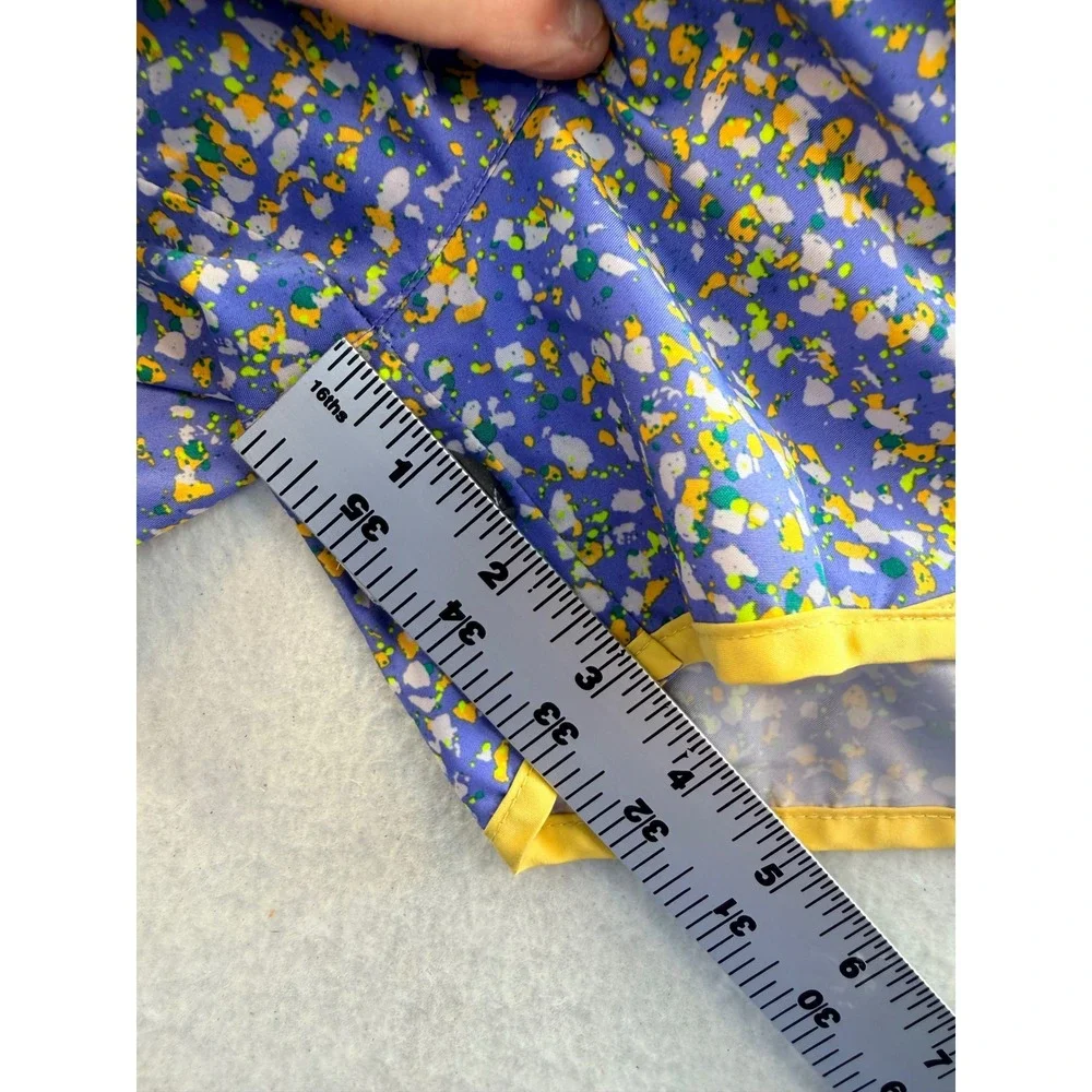 Nike Dri-FIT Tempo Running Shorts Purple Yellow Splatter Print Womens Small